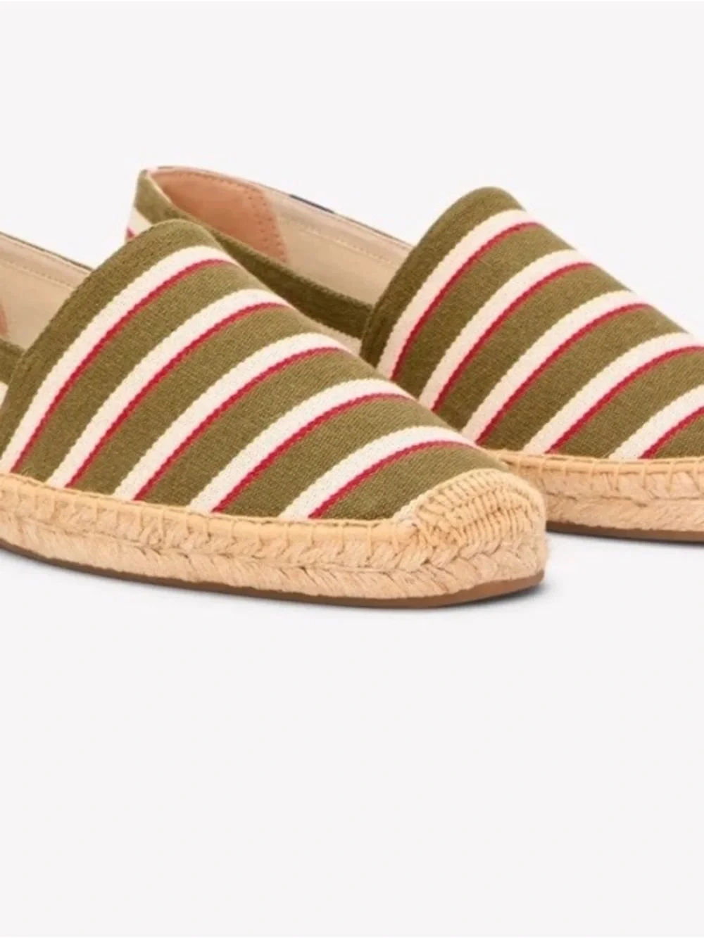 Soludos Mens Original Espadrille Shoes Olive Ivory Red Striped Sz 11 New without